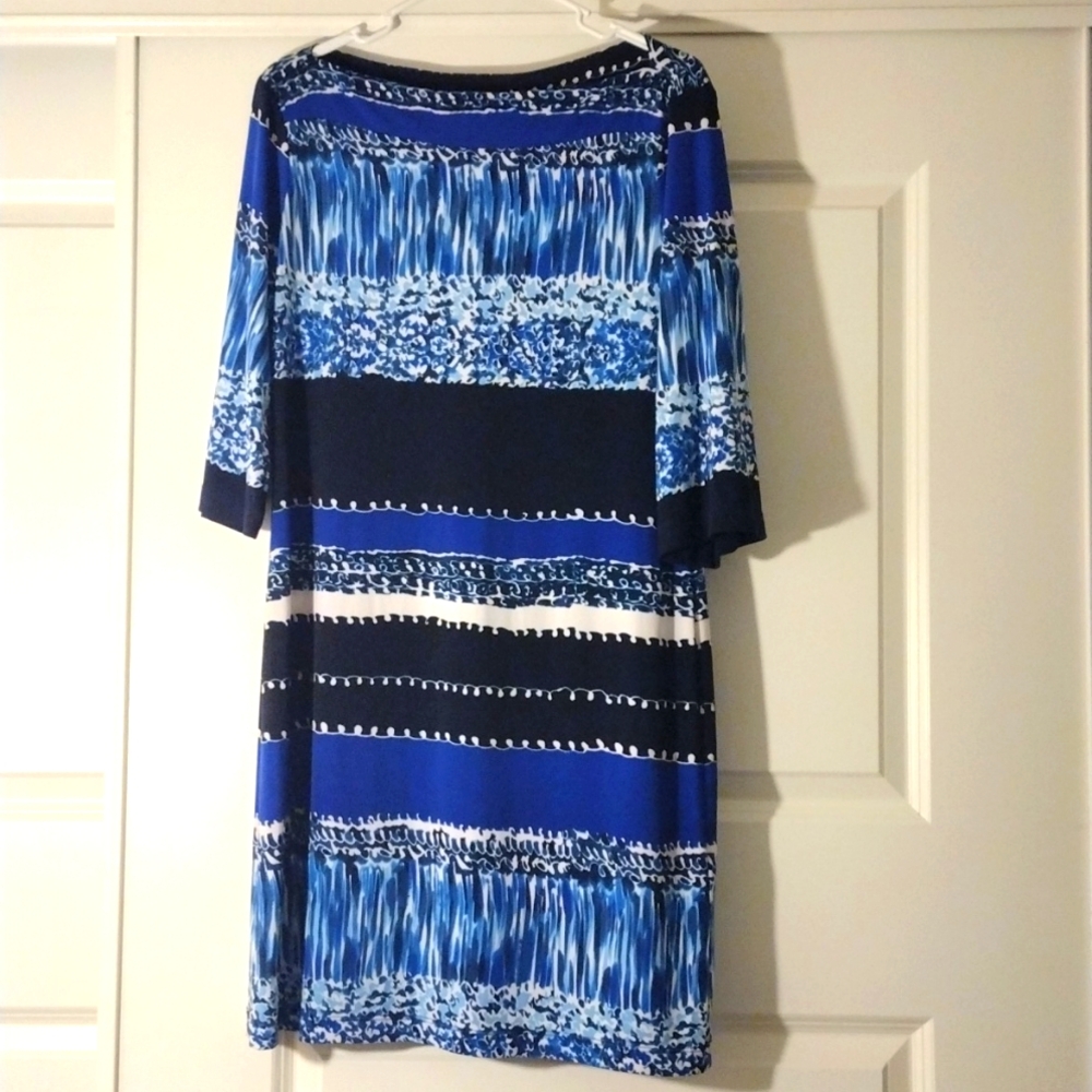 Donna Morgan Blue Pattern Dress